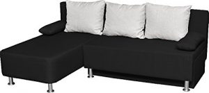 VCM 900063 Ecksofa "Magota" Couch mit Schlaffunktion, schwarz