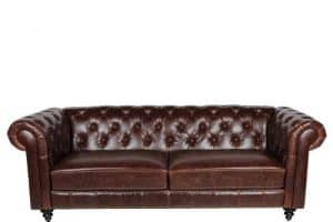 AC Design Furniture 43699 Chesterfieldsofa Henning 3-Sitzer, circa 219 x 78 x 88 cm, Bezug Bycast-Leder braun