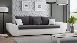 Big Sofa mit Schlaffunktion und Bettkasten in weiß Sitzfläche in anthrazit Rückenecht bezogen mit Wellenfederpolsterung, B/H/T ca. 272/90/96 cm